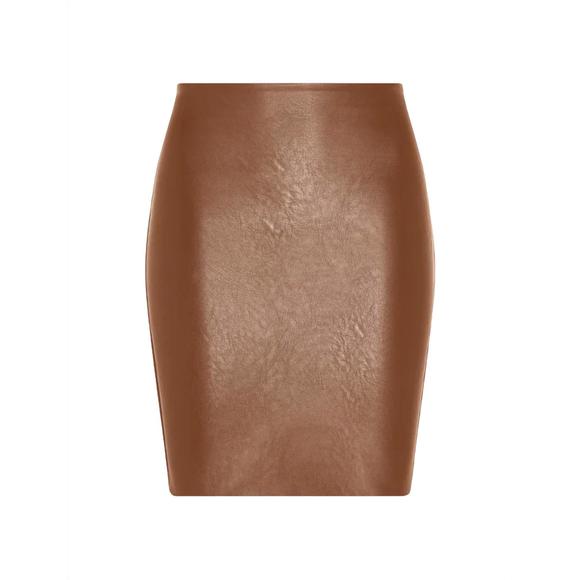 NEW COMMANDO faux leather mini-skort in cocoa Skorts